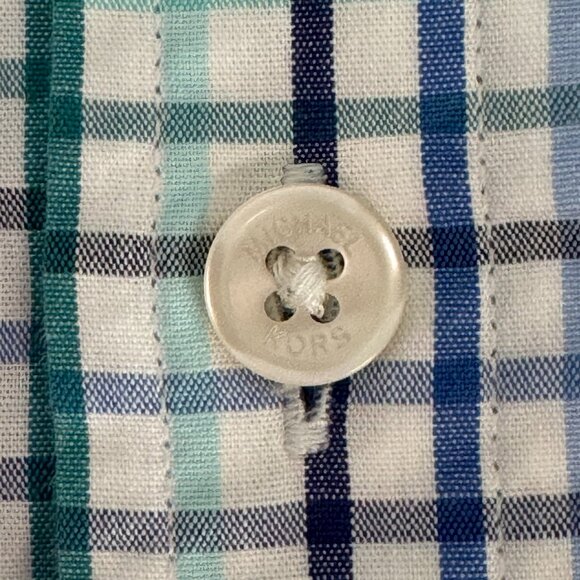 Michael Kors Men's Button Down Long Sleeve Dress Shirt Blue Green Stripe XXL - Picture 4 of 8